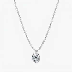 925 Sterling Silver Moissanite Pendant Necklace For Women Elegant Oval Cut Moissanite Bead Chain Clavicle Choker Jewelry