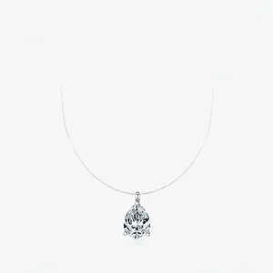 Pear Cut D Color Moissanite Pendant Necklace 925 Sterling Silver Invisible Fishing Line Chain For Women Minimalist Jewelry