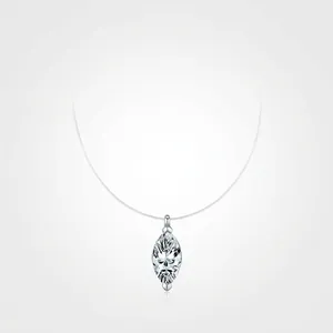 1 Carat Marquise Cut Moissanite Pendant Necklace 925 Sterling Silver Invisible Fish Line Chain D Color VVS1 Fashion Jewelry Women