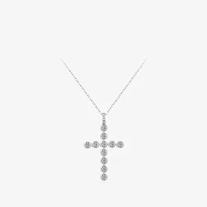 Luxury 925 Sterling Silver Moissanite Cross Pendant Necklace For Women Moissanite Jewelry Religious Cross With GRA Certificate