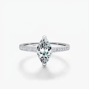 Vintage 925 Sterling Silver Marquise Moissanite Ring For Women High Clarity High Sparkle Elegant Anniversary Jewelry Gift