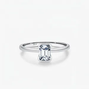 925 Sterling Silver Emerald Cut Moissanite Ring For Women Luxury D Color VVS1 Clarity Bezel Setting Finger Ring Jewelry Gift