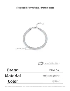 Detail view of S925 sterling silver woven mesh bracelet with 16+3cm chain length size