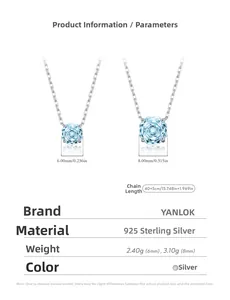 Detail view of S925 sterling silver necklaces with 6mm and 8mm blue octagon-cut crystals