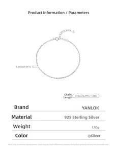 Detail of S925 sterling silver chain with 1.20mm width and adjustable 16+3cm extension