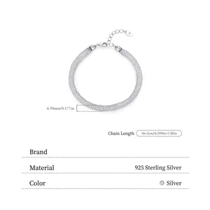 Elegant S925 sterling silver woven mesh bracelet with heart pendant and lobster clasp