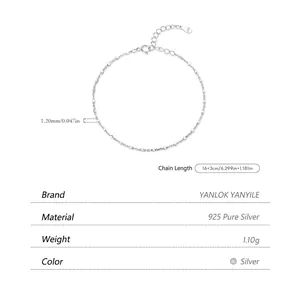 Sparkling S925 sterling silver minimalist link chain bracelet with lobster clasp