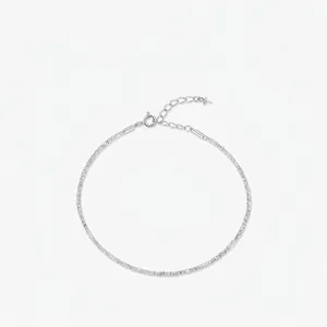 925 Sterling Silver Textured Bead Bracelet For Women Minimalist Broken Silver Style Adjustable Extension Chain Jewelry