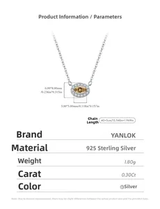 Detailed specs of S925 silver necklace with 0.30Ct oval champagne moissanite pendant