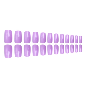 Set of 24 pieces purple glossy press-on nails in various sizes for women