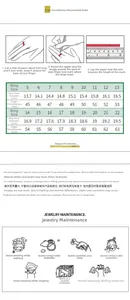 Detailed size chart for S925 sterling silver twist rings with measurement instructions