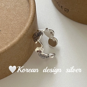S925 sterling silver oval patchwork ring with retro texture and adjustable open band