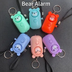 Portable bear-shaped personal safety alarm keychain for women and kids in six colors