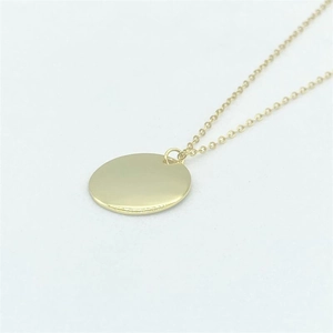Minimalist gold S925 sterling silver necklace with a polished round disc pendant on a thin chain