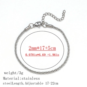 Silbernes Schlangenarmband aus Edelstahl mit 17-22 cm verstellbarer Verlängerung