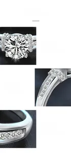 Macro detail of moissanite ring showing classic four-prong setting and high-fire brilliance