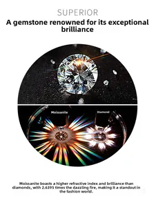 Detail comparing Moissanite fire brilliance and 2.6395 refraction index versus diamond