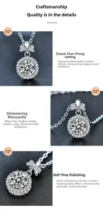Detailed view of moissanite perfume bottle pendant with a bow design and four-prong setting