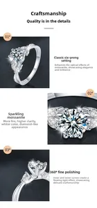 Dettaglio macro dell'anello in moissanite da 1 carato con castone a sei punte e foglie