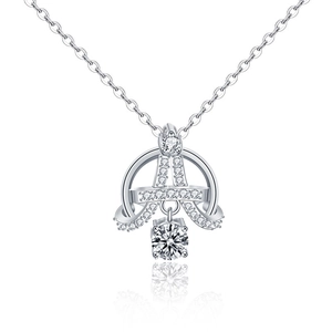 Élégant collier tour Eiffel en argent S925 avec pierres de moissanite étincelantes