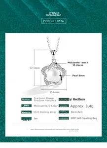 Spécifications du collier en argent S925 avec moissanite et perle d'eau douce
