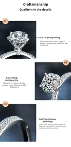 Dettaglio macro dell'anello moissanite con montatura a 6 griffe e fascia lucida