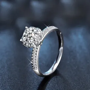 Anello in Argento Sterling 925 Moissanite Bouquet Da Mano Forma Di Cuore Anello Di Fidanzamento Matrimonio Donna Gioielli