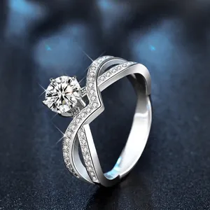 925 Sterling Silver Moissanite Crown Ring Women Elegant Micro Pave Band Ring For Wedding Anniversary Jewelry Gift