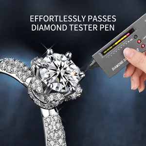 Classic 925 sterling silver crown moissanite ring passing diamond tester test