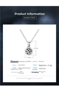 Spécifications de taille et matériau du collier flocon de neige en argent 925 hexagramme
