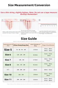 Guide des tailles de bague incluant les mesures US, HK, le diamètre et la circonférence