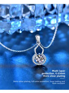 Macro shot of 0.03mm silver plated gourd pendant with sparkling moissanite stone