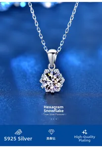Détail du pendentif flocon en moissanite sur argent sterling S925 plaqué