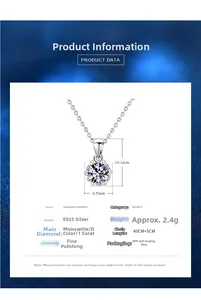 Spécifications détaillées du collier flocon de neige en argent 925 avec moissanite