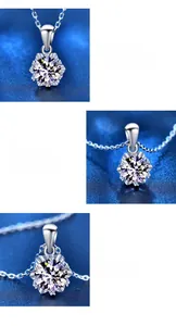 Vue macro du collier flocon de neige en argent 925 avec pendentif en moissanite