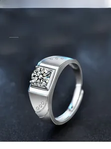 Detailed macro view of 925 sterling silver ring featuring a 1ct Moissanite in 3EX cut