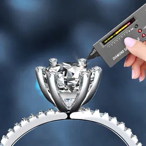 Bague classique en argent S925 moissanite passant le test du testeur de diamant