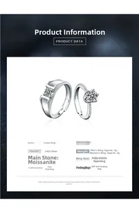 Technisches Datenblatt für S925 Sterlingsilber Moissanit-Ringe für Paare