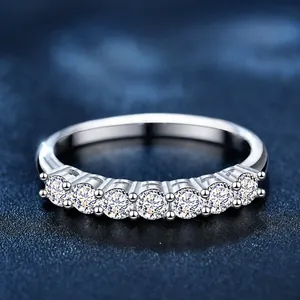 S925 Sterling Silver Moissanite Pave Ring 70 Points Moissanite Half Eternity Wedding Ring With GRA Certificate For Women Elegant Finger Jewelry