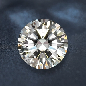 Single 5 carat round brilliant cut moissanite stone with radiant fire and sparkle