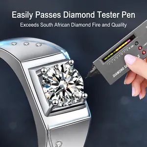 925 silver moissanite ring for men passing the diamond tester verification test