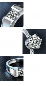 Detaillierte Nahaufnahme von 925er Silber-Moissanit-Ringen mit Sechs-Klauen-Fassung