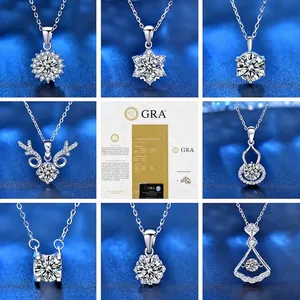 925 Sterling Silver Moissanite Necklace Elegant Heart Snowflake Pendant Necklace Fashion Jewelry For Women Wedding Gift