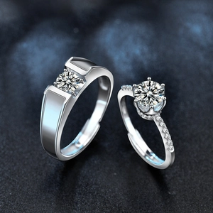 Paarringe aus 925er Silber mit Moissanit-Diamanten, verstellbar, im Kronen-Design