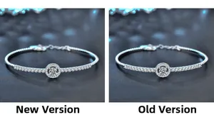 Detailed comparison of Moissanite sterling silver bracelets showing prong and pave settings