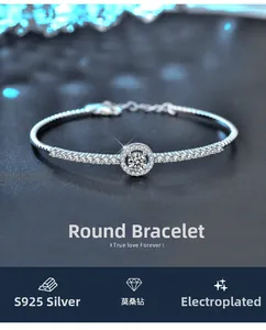 Detailed close-up of S925 sterling silver bangle with moissanite center stone and pavé accents