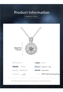 Detailed specs of S925 silver cherry blossom necklace with 0.5ct moissanite pendant