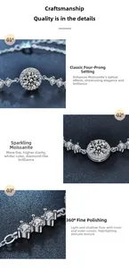 Detail eines Moissanit-Armbands mit klassischer Vier-Krallen-Fassung und 925er Silberoberfläche