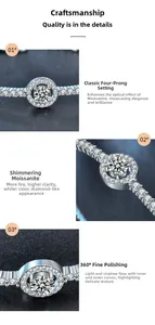 Macro detail of moissanite silver bracelet with classic four-prong setting and fine polishing