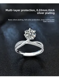 Macro detail of 925 silver ring featuring six-prong moissanite and twisted band design